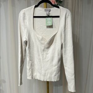 H&M Off-White Long Sleeve Women's Top